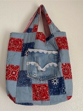Handmade patchwork tote bag